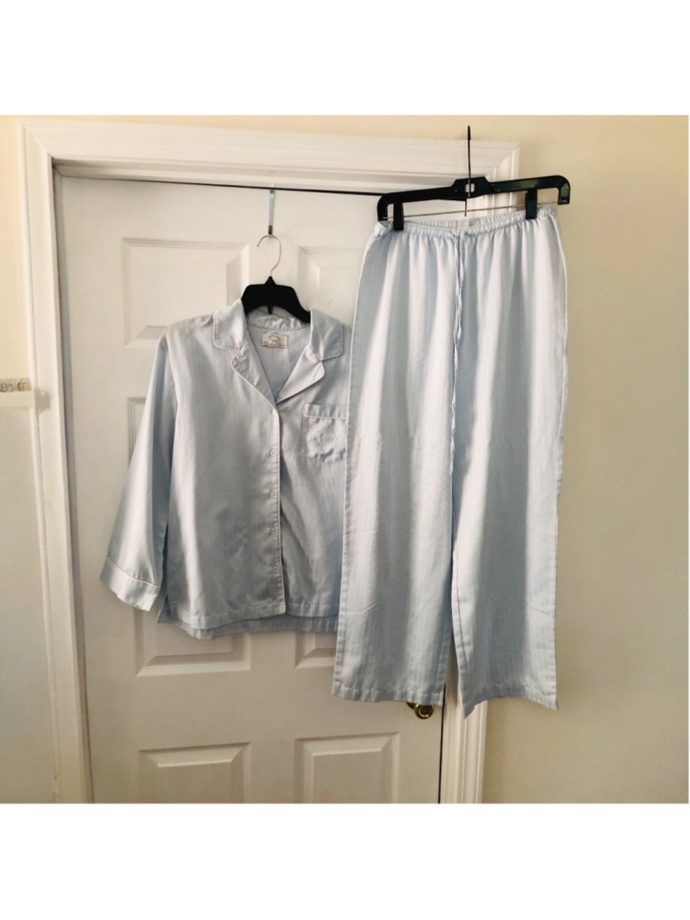 Size M Vintage Y2K Oscar de la Renta Satin Feel PJ Loungewear Set Coquette Cozy
